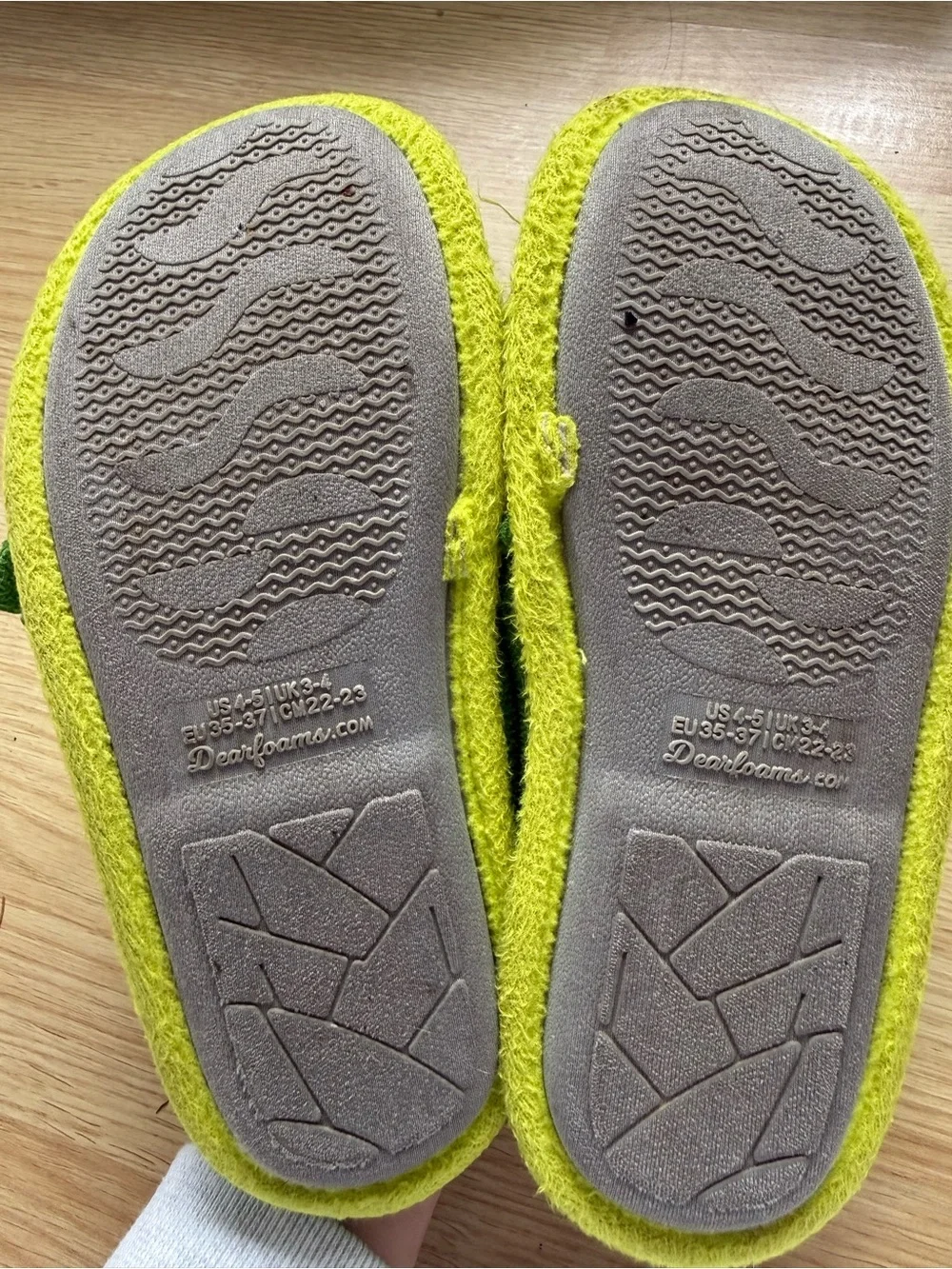 dearfoams Green Yellow Dino Kids Slippers